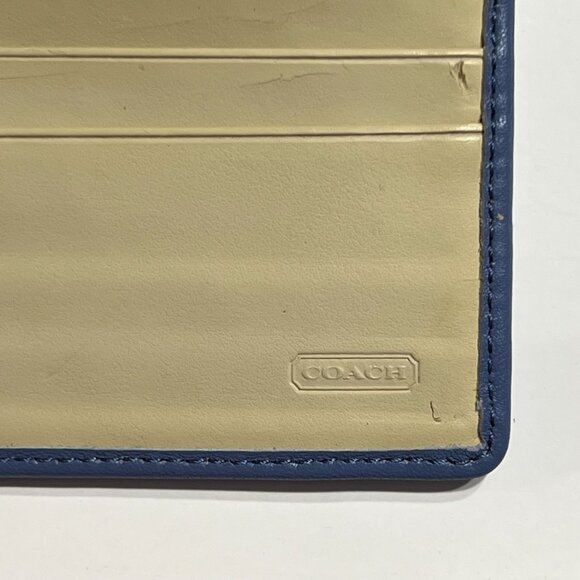 Coach Alexandra Slim Envelope Cream Wallet Trifold Signature With Blue Leather - Picture 8 of 11